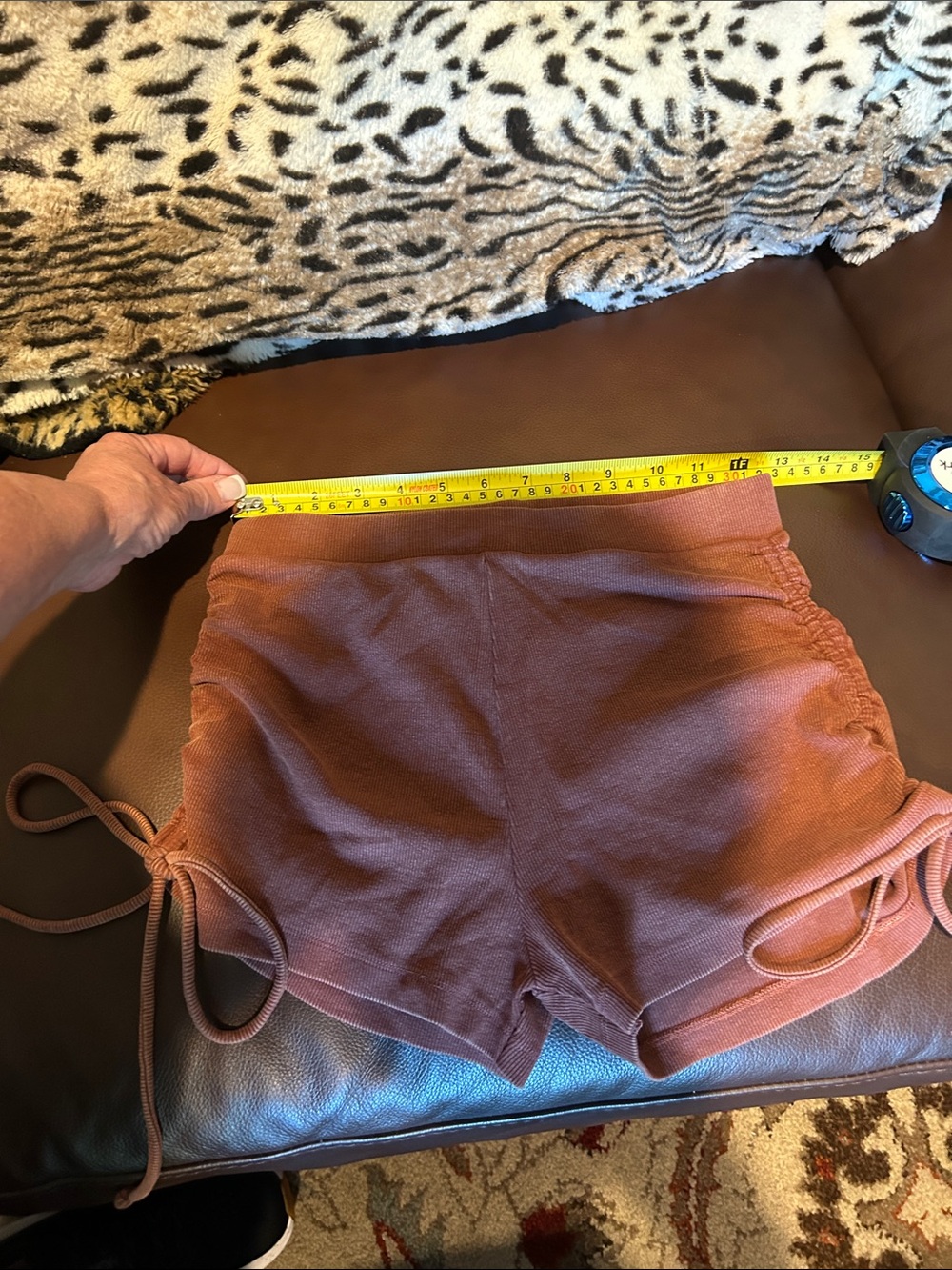 Zara Rust Drawstring Side-Ruched Athletic Shorts